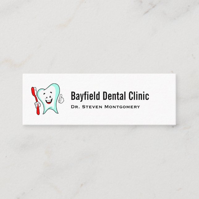 Dental Care Happy Tooth Appointment Mini Business Card (Front)