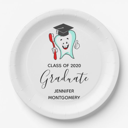 Dental Care Happy Tooth Graduation Cap Paper Plates