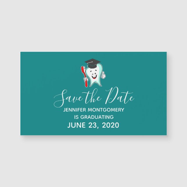 Dental Care Happy Tooth Graduation Save the Date (Front)