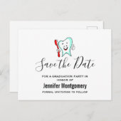 Dental Care Happy Tooth Graduation Save the Date Invitation Postcard (Front/Back)