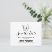 Dental Care Happy Tooth Graduation Save the Date Invitation Postcard (Standing Front)