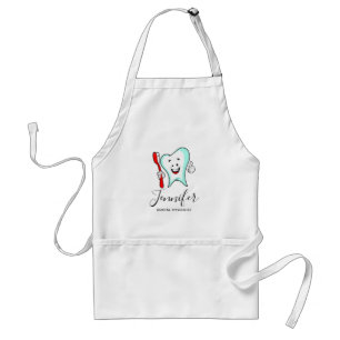 Dental Care Happy Tooth with Toothbrush Adult Apron