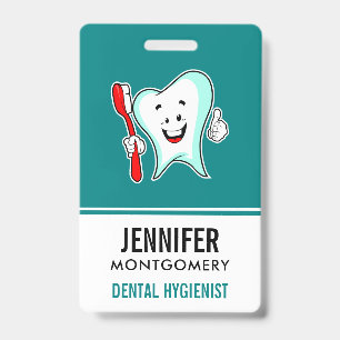 Dental Care Happy Tooth with Toothbrush Badge