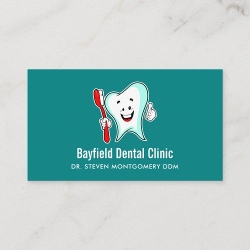 Dental Care Happy Tooth with Toothbrush Business Card