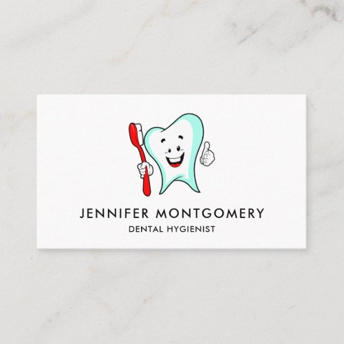 Dental Care Happy Tooth with Toothbrush Business Card