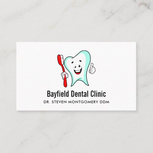 Dental Care Happy Tooth with Toothbrush Business Card