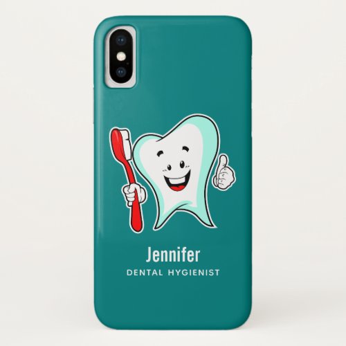 Dental Care Happy Tooth with Toothbrush iPhone X Case