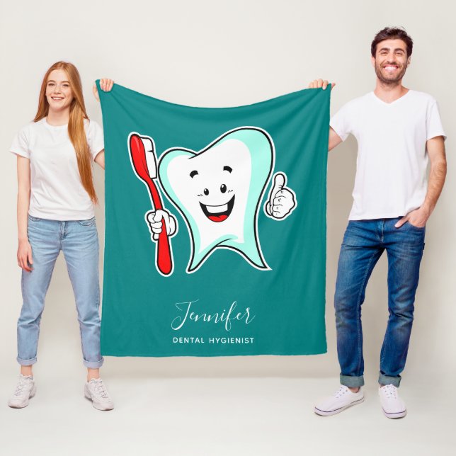 Dental Care Happy Tooth with Toothbrush Fleece Blanket (In Situ)