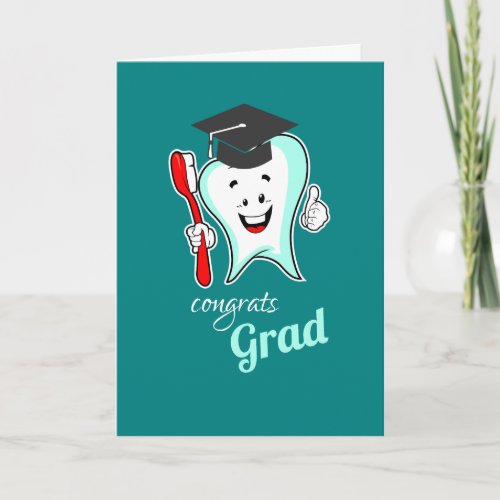 Dental Care Happy Tooth with Toothbrush Graduation Card