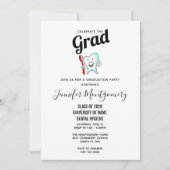 Dental Care Happy Tooth with Toothbrush Graduation Invitation (Front)
