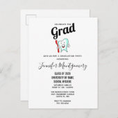 Dental Care Happy Tooth with Toothbrush Graduation Invitation Postcard (Front/Back)