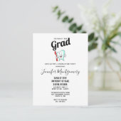 Dental Care Happy Tooth with Toothbrush Graduation Invitation Postcard (Standing Front)