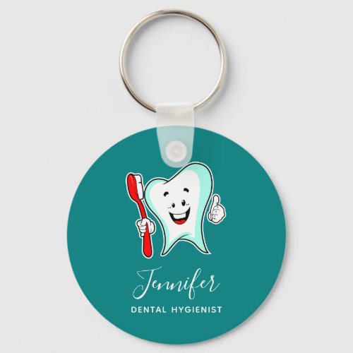 Dental Care Happy Tooth with Toothbrush Keychain