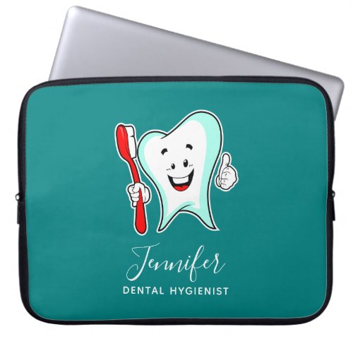 Dental Care Happy Tooth with Toothbrush Laptop Sleeve