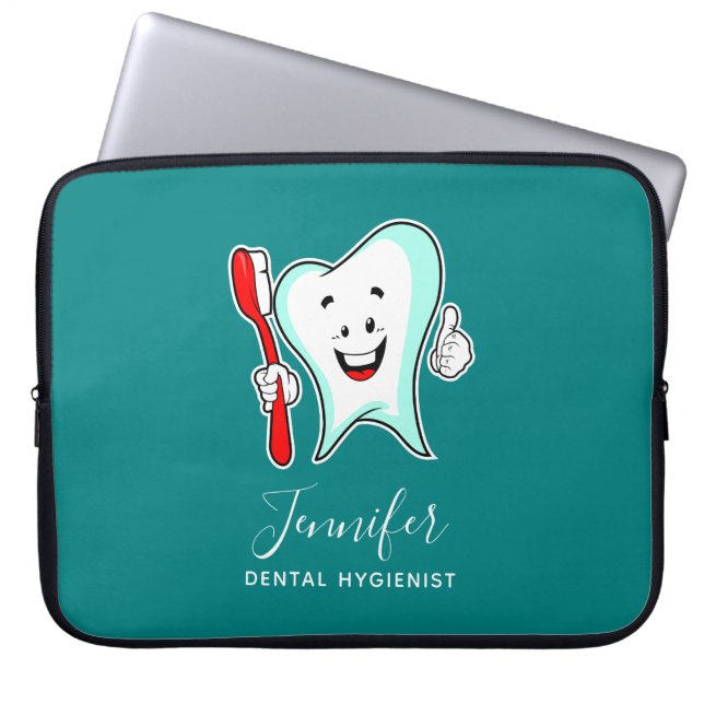 Dental Care Happy Tooth with Toothbrush Laptop Sleeve (Front)
