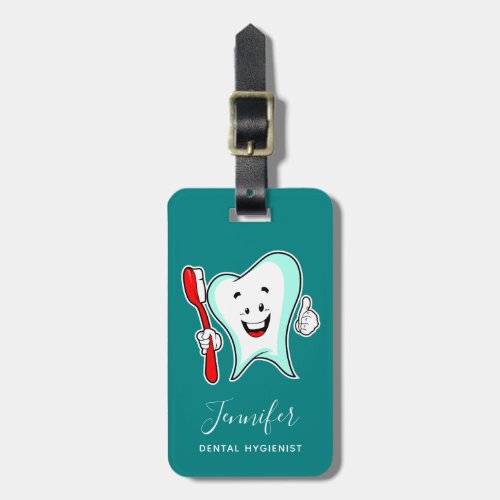 Dental Care Happy Tooth with Toothbrush Luggage Tag