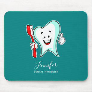 Dental Care Happy Tooth with Toothbrush Mouse Pad