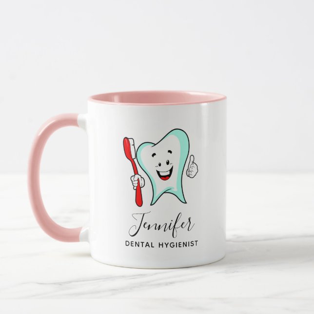 Dental Care Happy Tooth with Toothbrush Mug (Left)