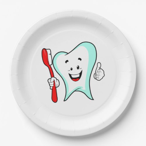 Dental Care Happy Tooth with Toothbrush Paper Plates
