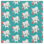 Dental Care Happy Tooth with Toothbrush Pattern Fabric