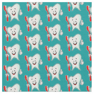 Dental Care Happy Tooth with Toothbrush Pattern Fabric