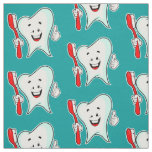 Dental Care Happy Tooth with Toothbrush Pattern Fabric