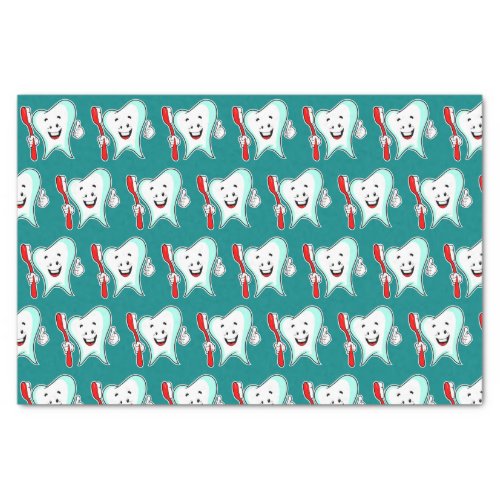 Dental Care Happy Tooth with Toothbrush Pattern Tissue Paper