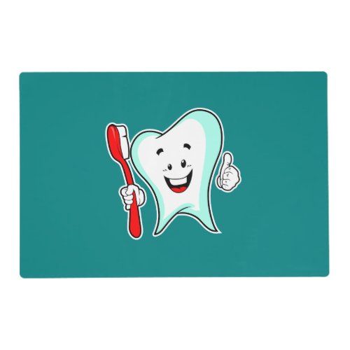 Dental Care Happy Tooth with Toothbrush Placemat