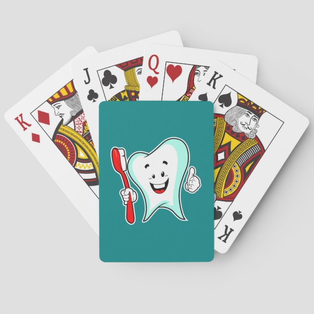 Dental Care Happy Tooth with Toothbrush Poker Cards (Back)
