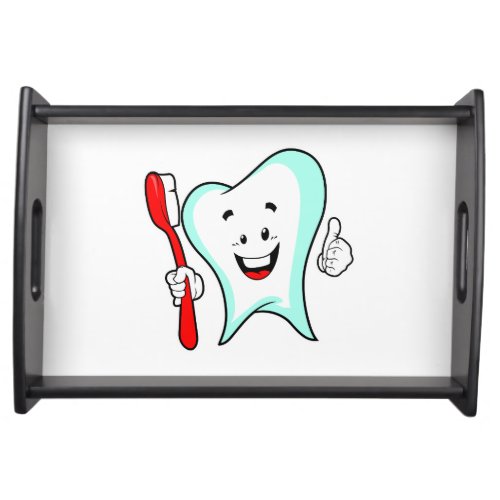 Dental Care Happy Tooth with Toothbrush Serving Tray