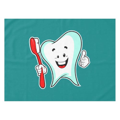 Dental Care Happy Tooth with Toothbrush Tablecloth