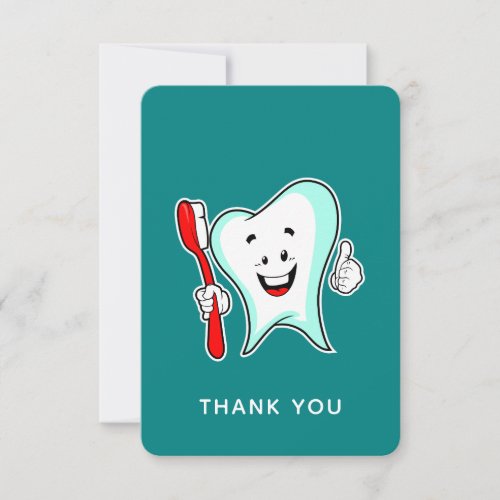 Dental Care Happy Tooth with Toothbrush Thank You