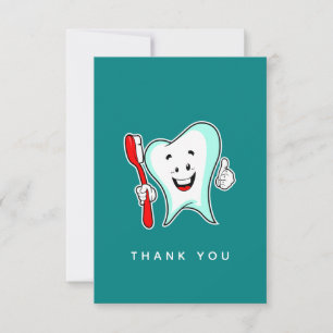 Dental Care Happy Tooth with Toothbrush Thank You Card