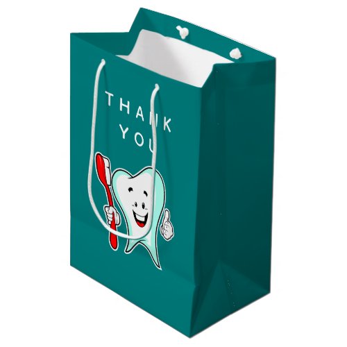 Dental Care Happy Tooth with Toothbrush Thank You Medium Gift Bag