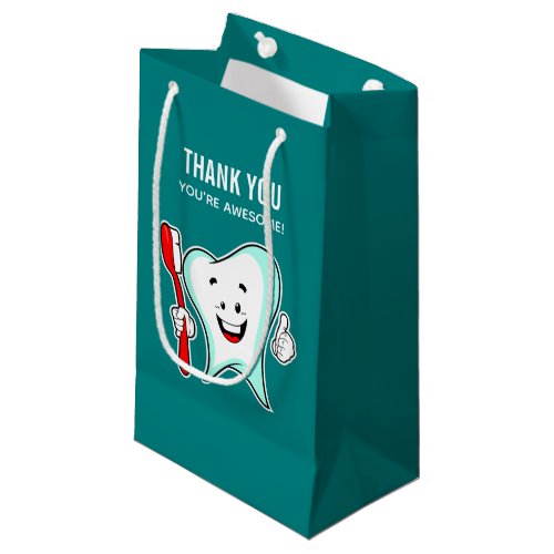 Dental Care Happy Tooth with Toothbrush Thank You Small Gift Bag