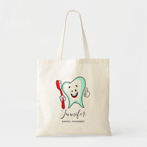 Dental Care Happy Tooth with Toothbrush Tote Bag