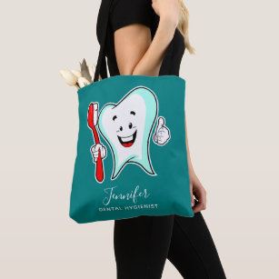 Dental Care Happy Tooth with Toothbrush Tote Bag