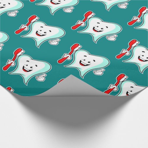 Dental Care Happy Tooth with Toothbrush Wrapping Paper