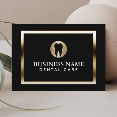 Dental Care Modern Gold Border Dentist Business Card