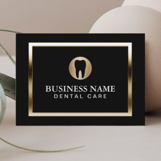 Customizable Dental Care Modern Gold Border Dentist Business Card