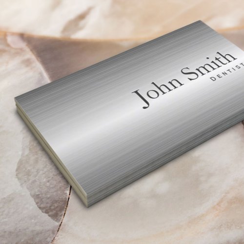 Professional Plain Metal Dentist Business Card