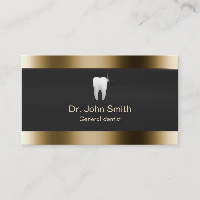 Dental Care Professional Gold Border Business Card (Front)