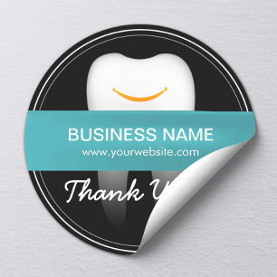 Dental Care Smiling Tooth Business Thank You Classic Round Sticker