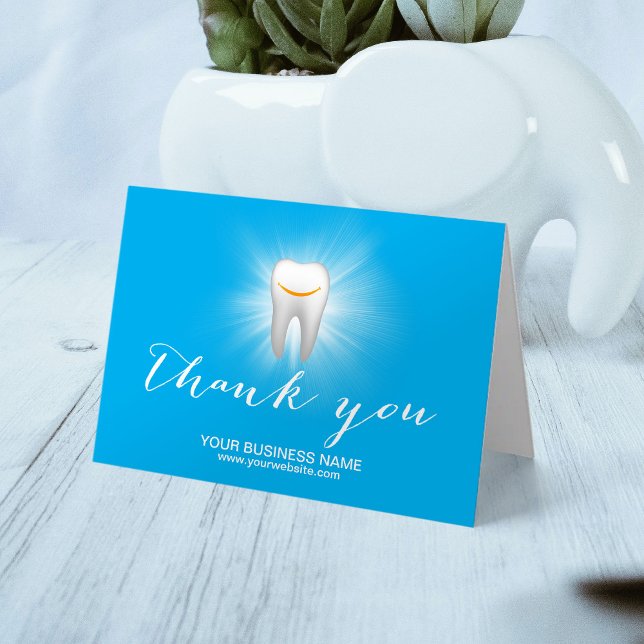 Dental Care Smiling Tooth Plain Business Thank You Card (Creator Uploaded)