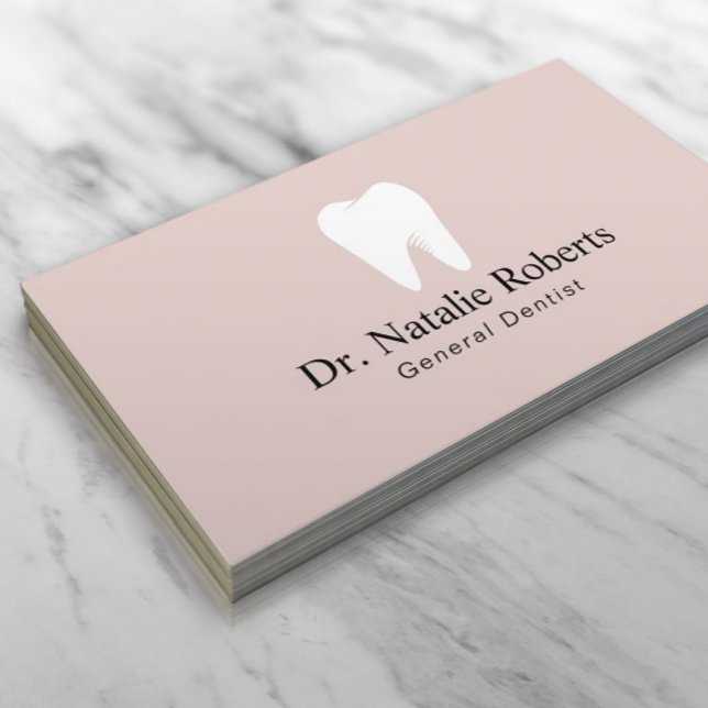 Dental Care Tooth Logo Cute Blush Pink Dentist  Appointment Card (Creator Uploaded)