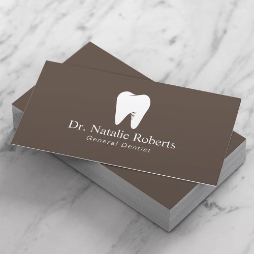 Dental Care Tooth Logo Plain Brown Dentist Appointment Card