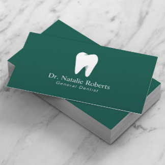 Dental Care Tooth Logo Plain Teal Green Dentist Appointment Card