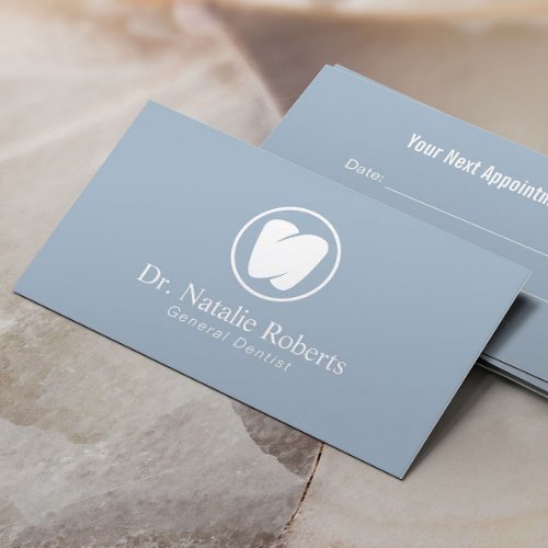 Dental Care Tooth Logo Professional Blue Dentist Appointment Card