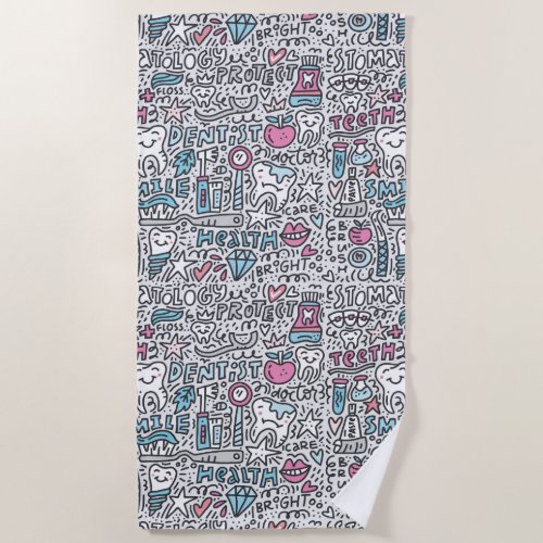 Dental Cartoon Pattern Beach Towel