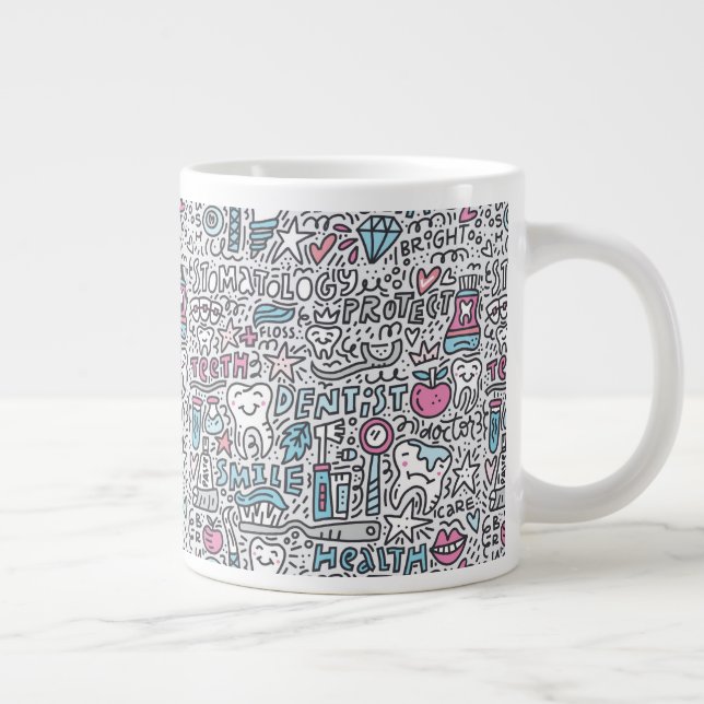 Dental Cartoon Pattern Giant Coffee Mug (Right)